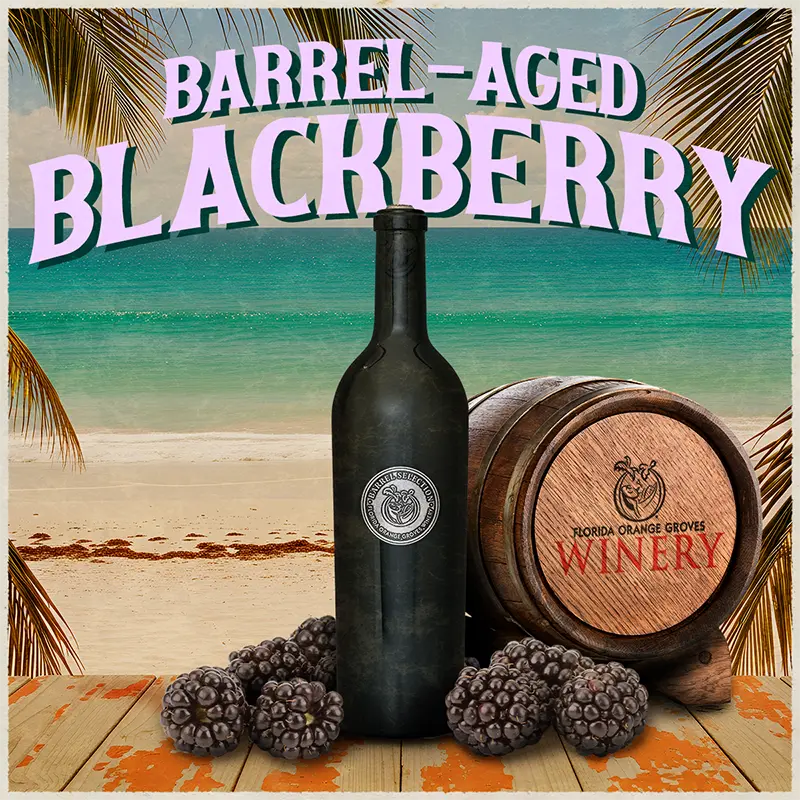 Photo of barrel-aged blackberry wine