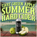 Tart Green Apple Summer Hard Cider can with green apples on a beach background