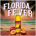 Bottle of Florida Fever wine with passion fruits on a beach setting
